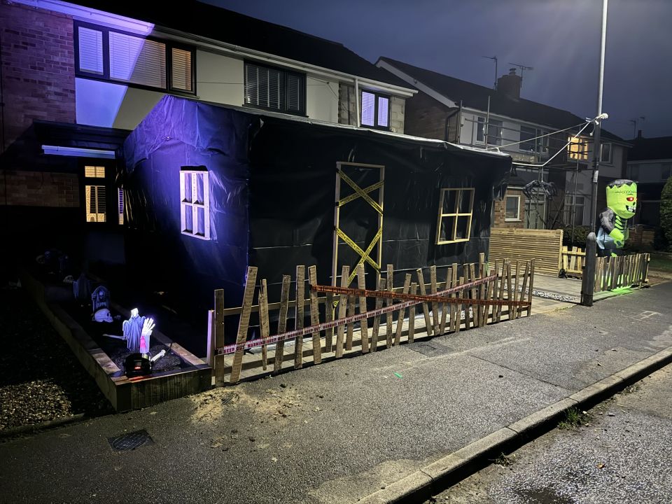 Josh Birkin from Leicstershire built a haunted house in his front garden