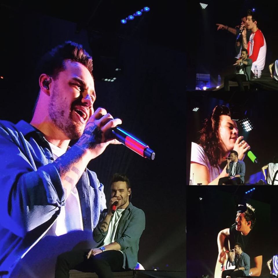 a collage of photos of a man singing into a microphone