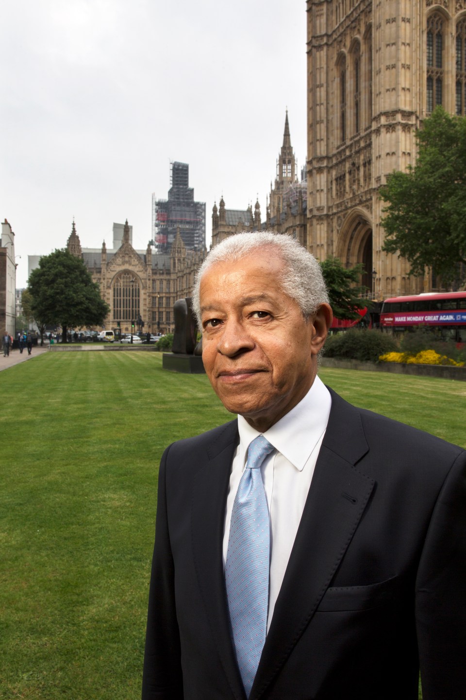 Lord Ouseley outside the Palace of Westminster in 2018