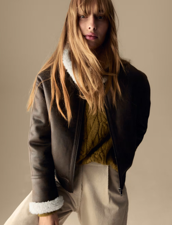 The brown aviator style coat is a favourite for M&S shoppers