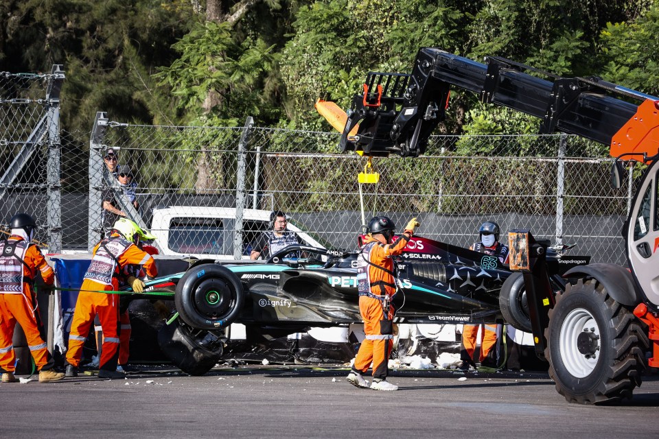 Russell's car sustained heavy damage in the crash