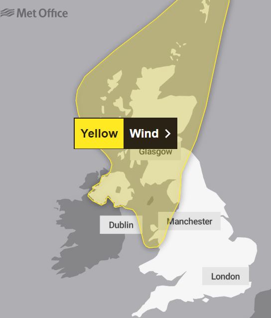 The Met Office warned of powerful gusts this weekend