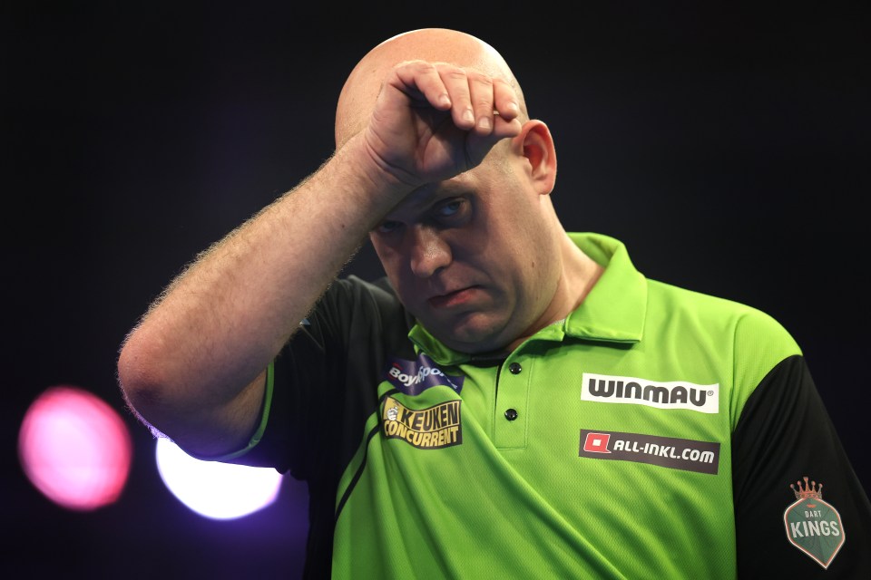 Michael van Gerwen was dumped out in the first round of the World Grand Prix