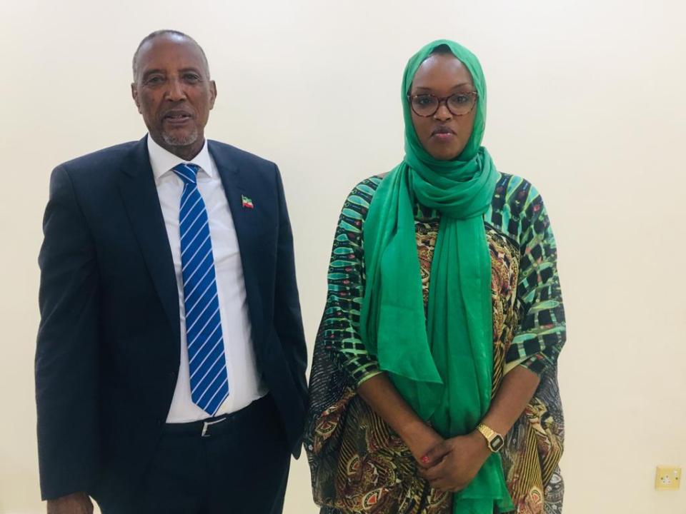 Anti-FGM activist Nimco with the President of Somaliland, Muse Bihi Abdi