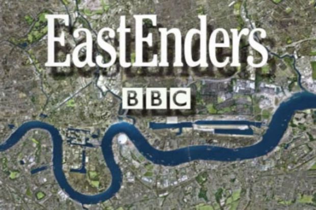 an aerial view of eastenders bbc with a river in the foreground