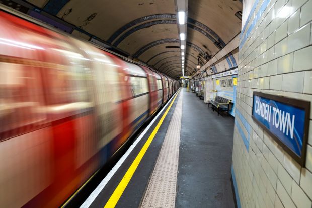 a train is pulling into camden town station