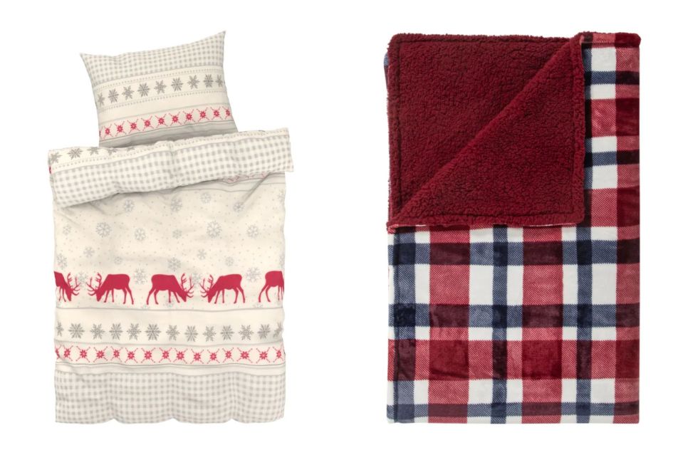 The single sets (left) are £12.99 and the fleece blankets (right) are £12.99