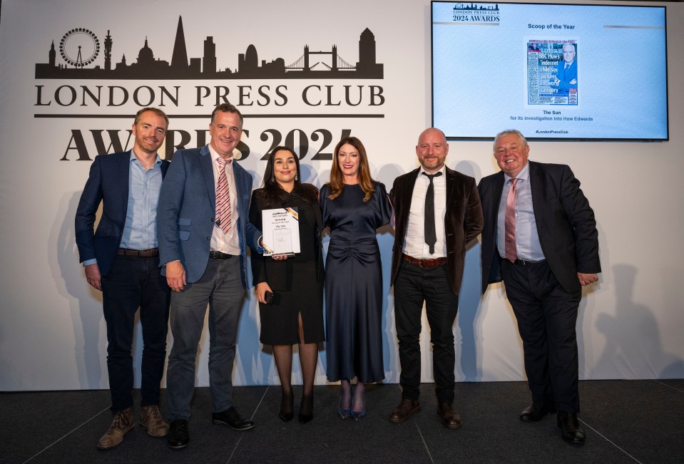 The Sun's top team received the award for Best Scoop for our investigation into shamed BBC presenter Huw Edwards