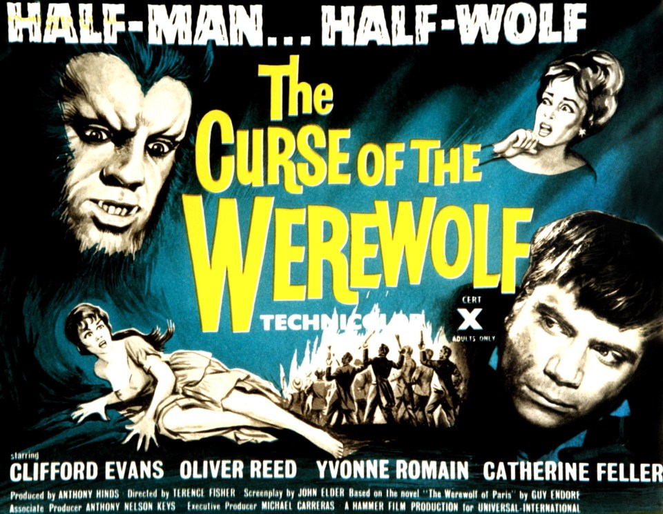 a movie poster for the curse of the werewolf