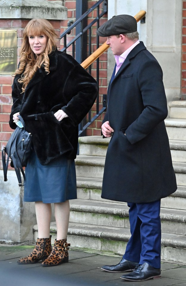 Angela Rayner emerges from her Westminster flat with her fancy man at the time, then-Labour MP Sam Tarry