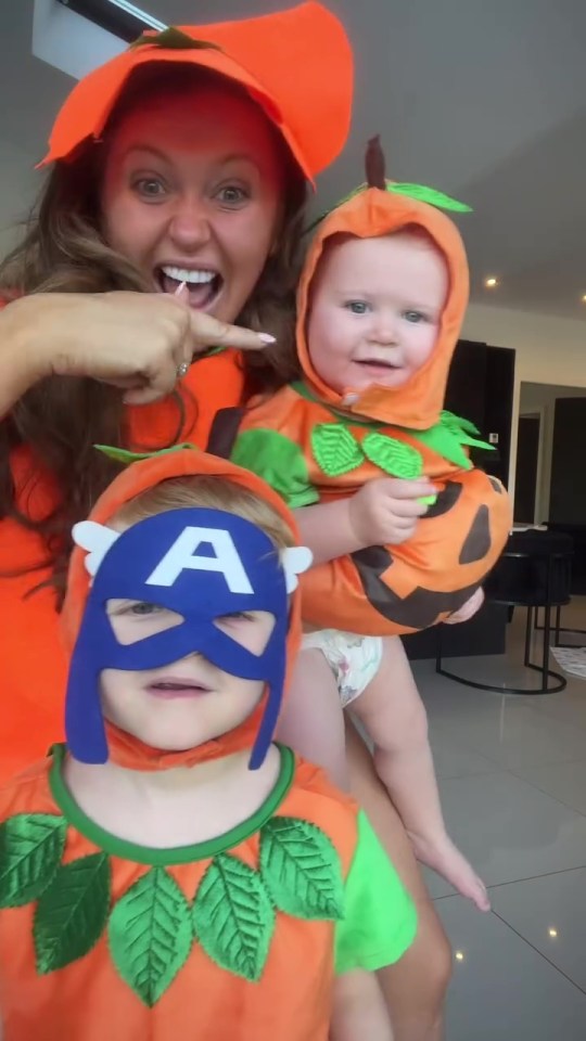 Charlotte Dawson and her family got into the Halloween spirt by dressing as pumpkins