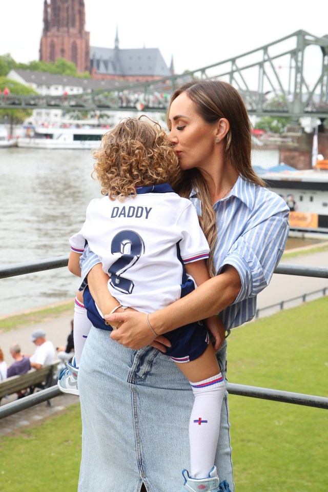 The England ace fathered a second child with former mistress Lauryn Goodman, seen above with his son