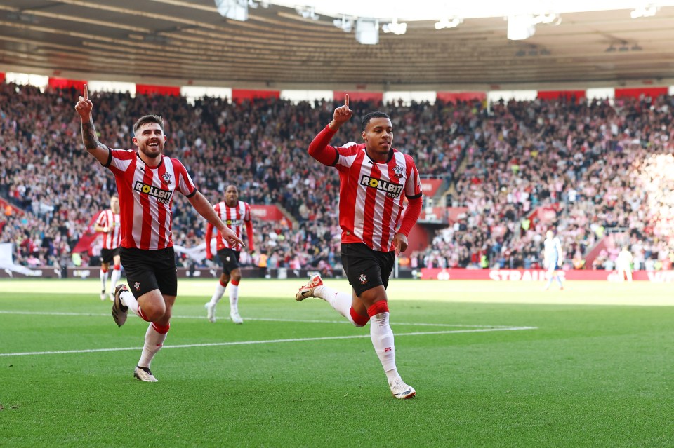 Cameron Archer salutes his early goal but it turned sour for the Saints