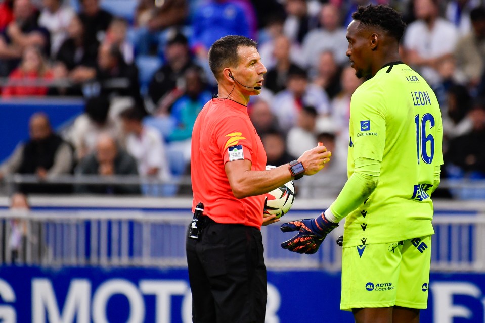 Referee Jeremy Stinat awarded a penalty to Lyon late in the first half