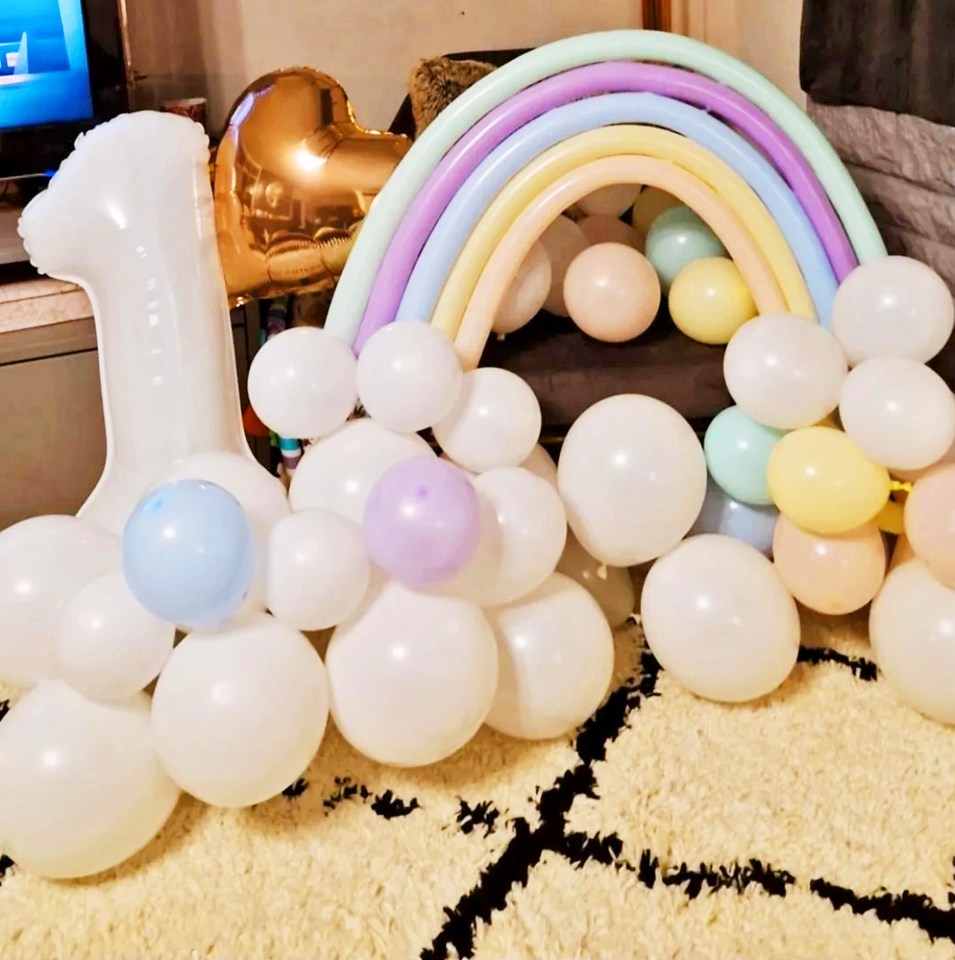 Grace blew up 50 balloons for her daughter Poppy’s first birthday