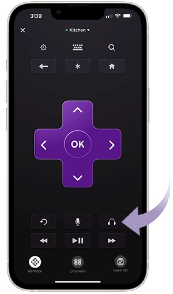 Roku lets you use its mobile app to connect headphones to your TV via a smartphone