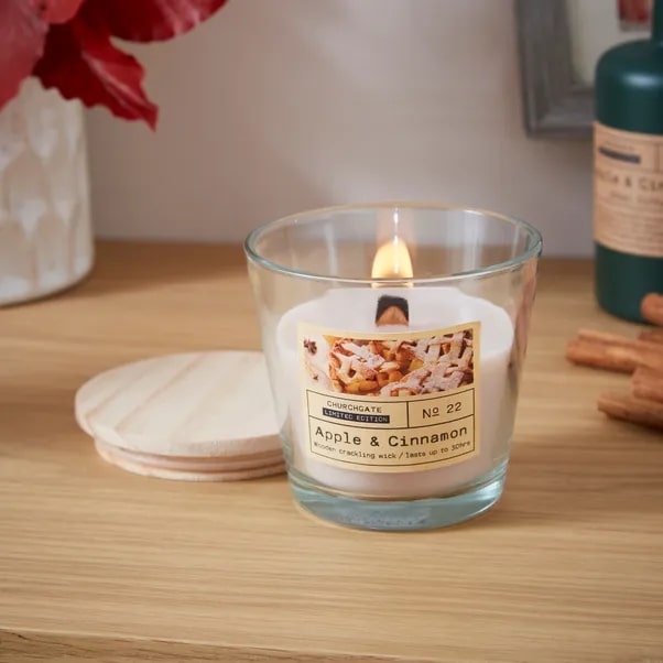 The cosy autumnal crackle candle has been reduced 50% from its original price