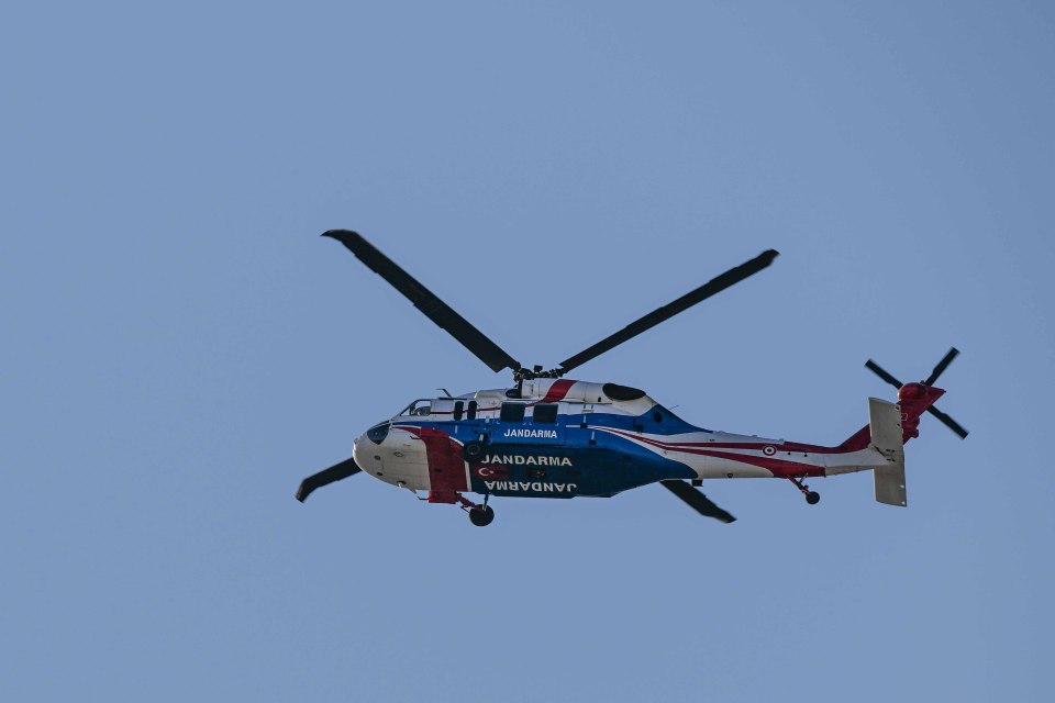 a jandarma helicopter is flying in the sky