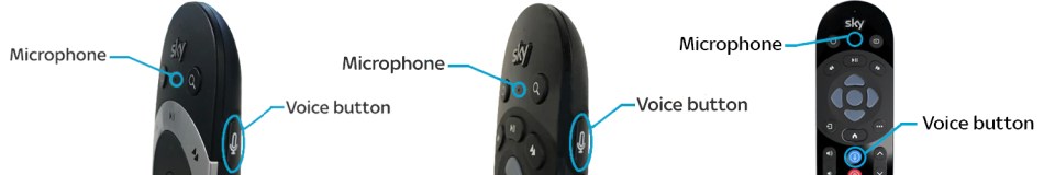 Here's what you'll find the voice buttons and microphones on various Sky TV remotes