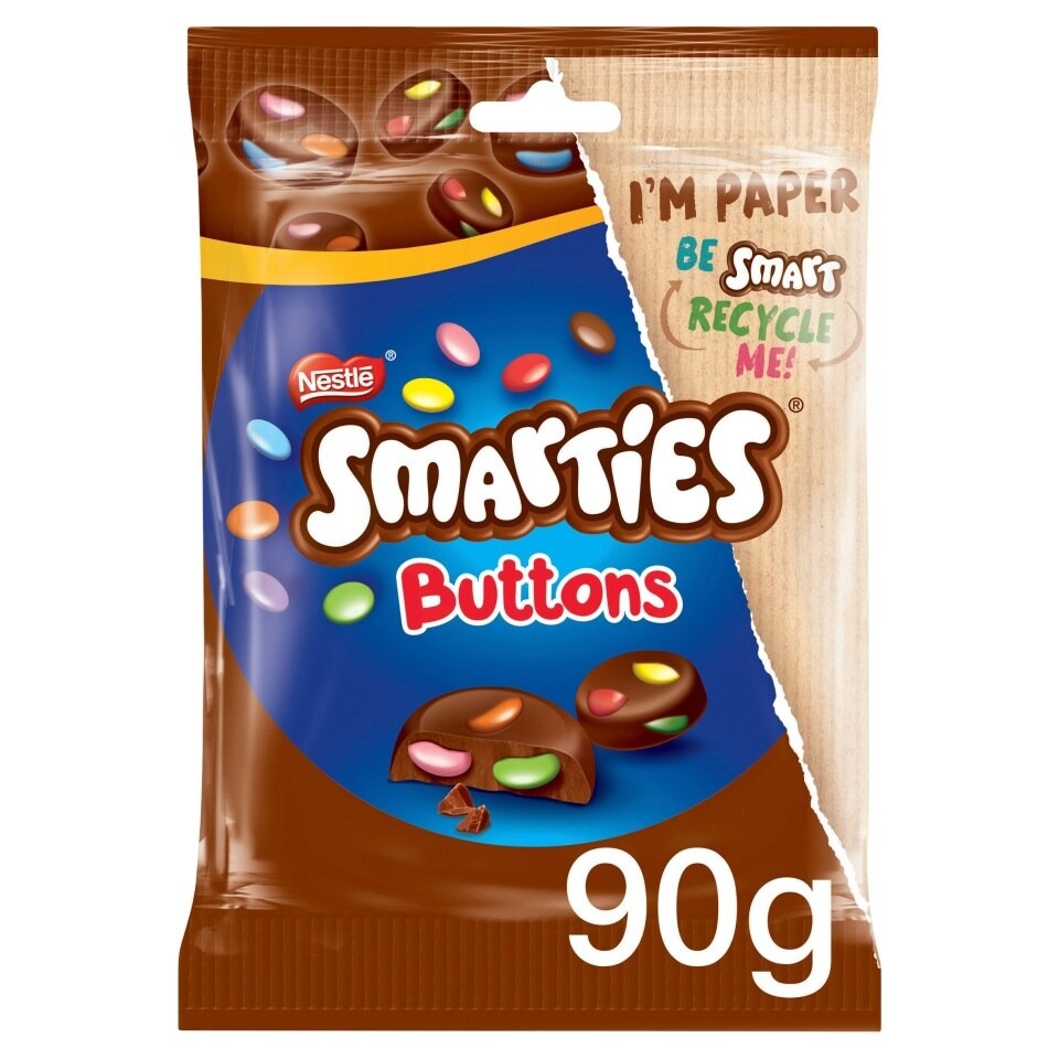 a bag of nestle smarties buttons 90g