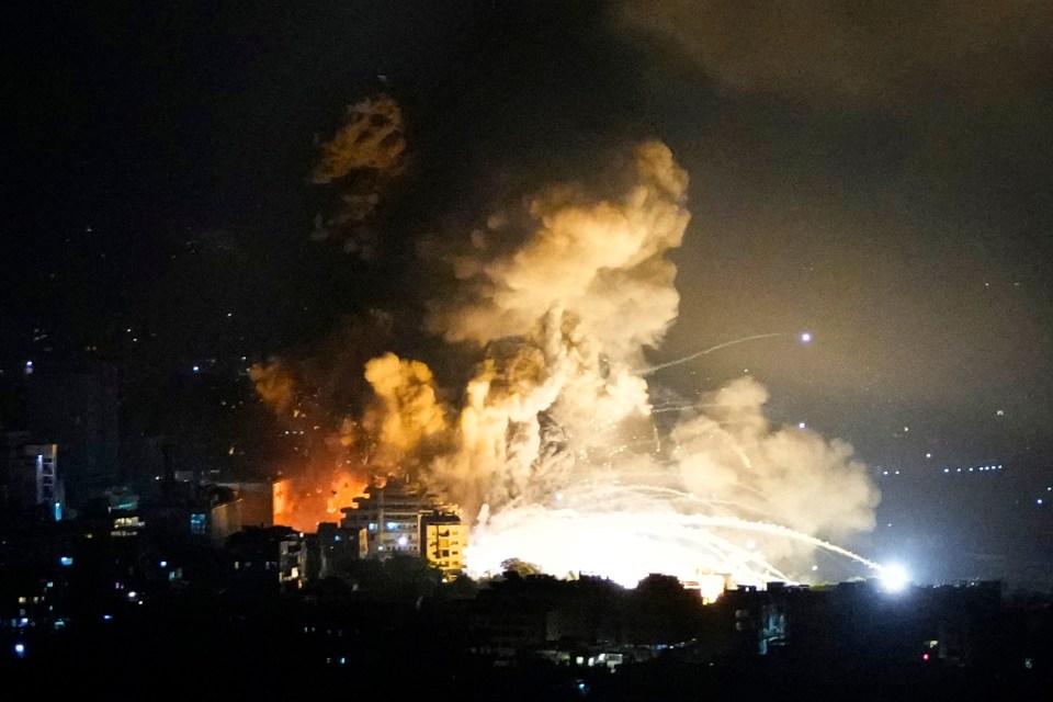 Smoke rises from Israeli airstrikes in Beirut’s southern suburbs, Lebanon on Saturday