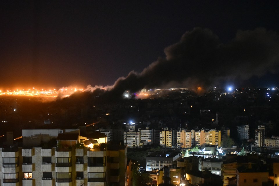 Smoke rises from the site of an Israeli airstrike that targeted a neighbourhood in Beirut’s southern suburb early on Tuesday