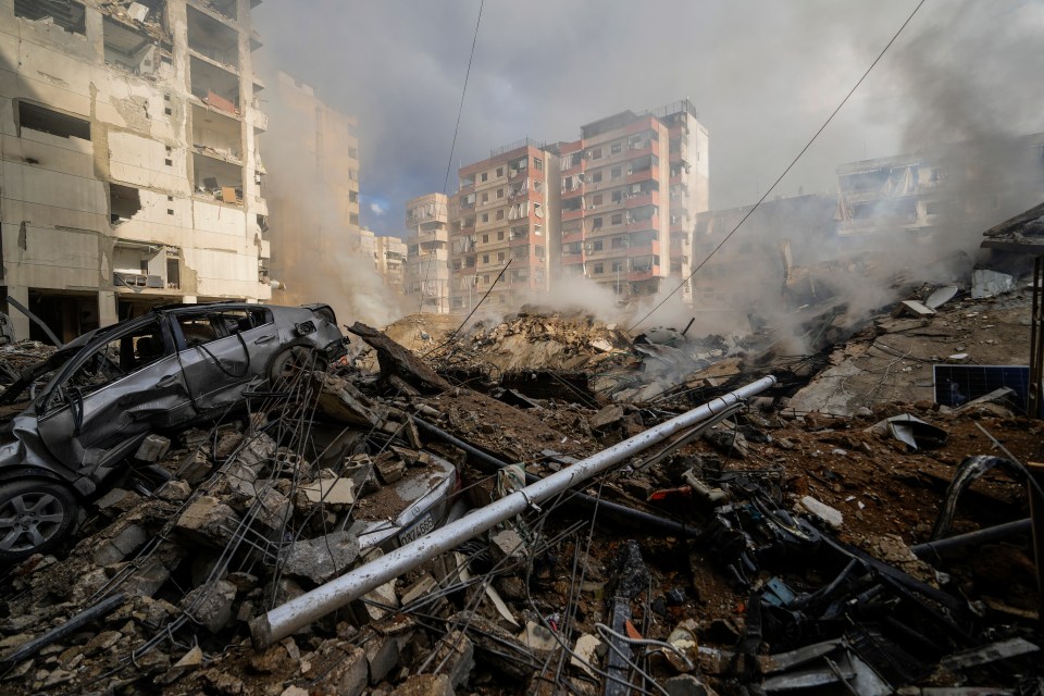 Smoke rises from the site of an Israeli airstrike in Beirut’s southern suburb on Tuesday morning