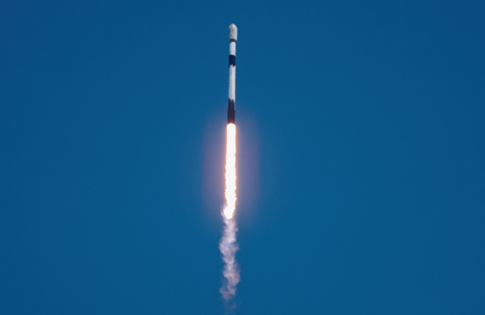 A SpaceX rocket carries Starlink satellites into orbit