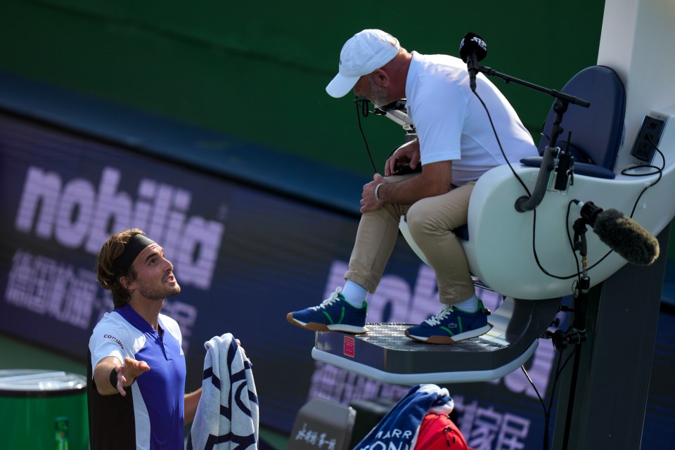 Stefanos Tsitsipas got into a blazing row with the umpire