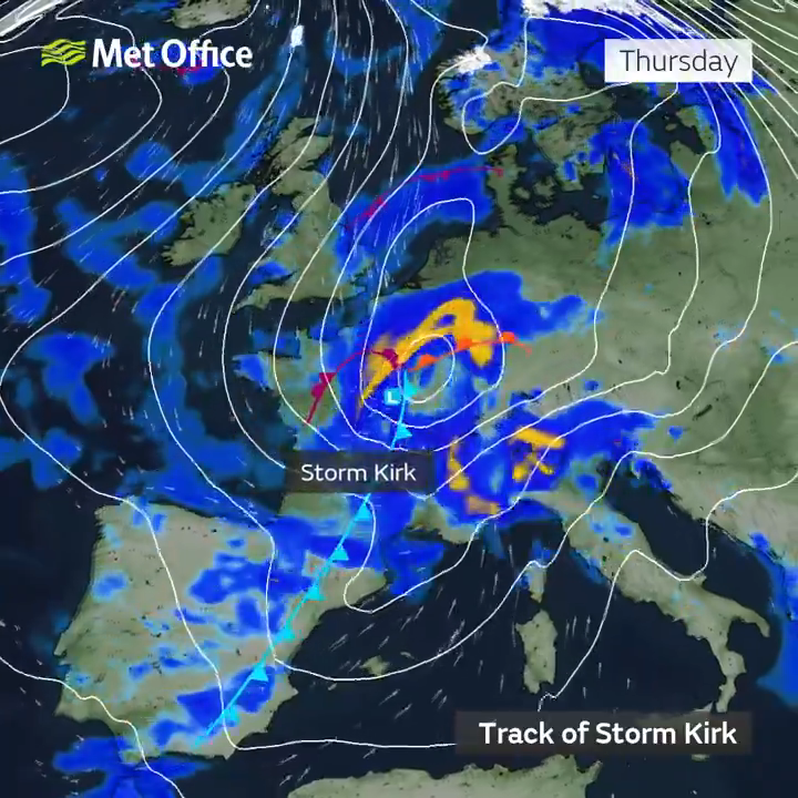 Remnants of the storm can still be seen close to the south east coast further along in the week