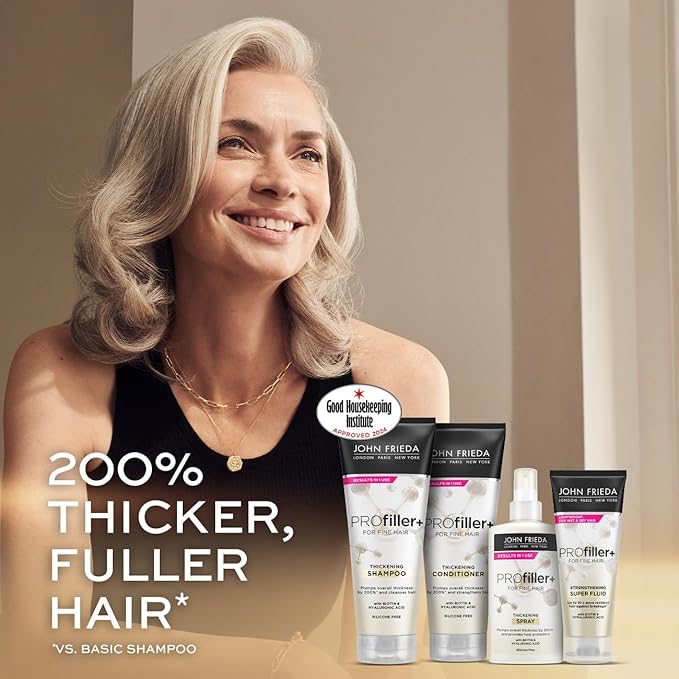 The spray claims to create 200 per cent fuller hair, with their range of shampoo and conditioner too