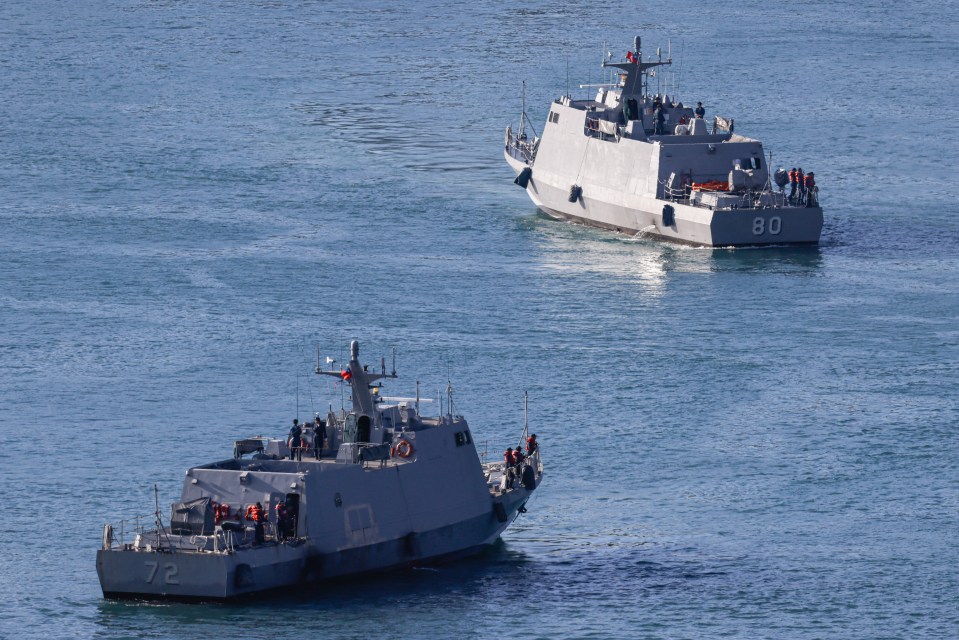 Taiwan's Kuang Hua VI-class missile boats in the harbour of Keelung amid China's Joint Sword-2024B drills