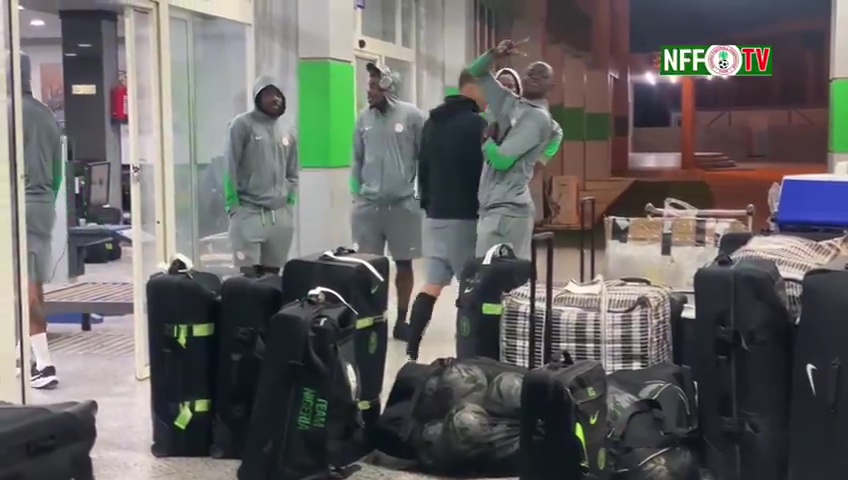 Nigeria players tried to keep their spirits up