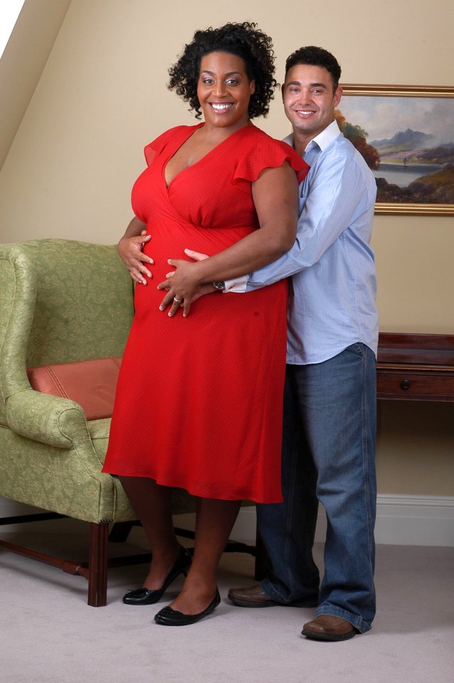 Alison shares her son with her ex- Noureddine Boufaied - the TV star is seen here pregnant with Aidan