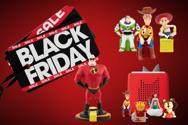 a black friday sale sign with toys on it