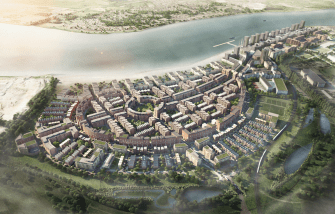 How the new town is expected to look, situated on the north side of the River Thames