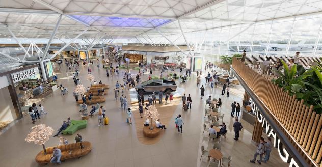 an artist 's impression of the new terminal at the airport