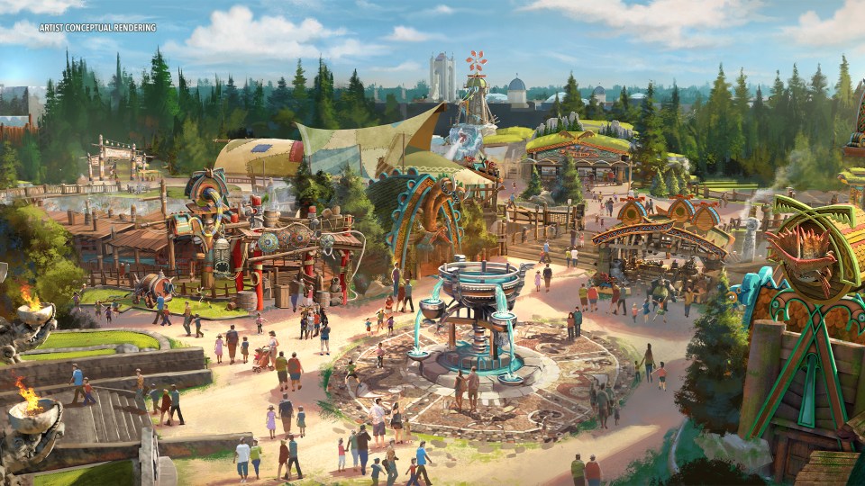 an artist 's conceptual rendering of a theme park