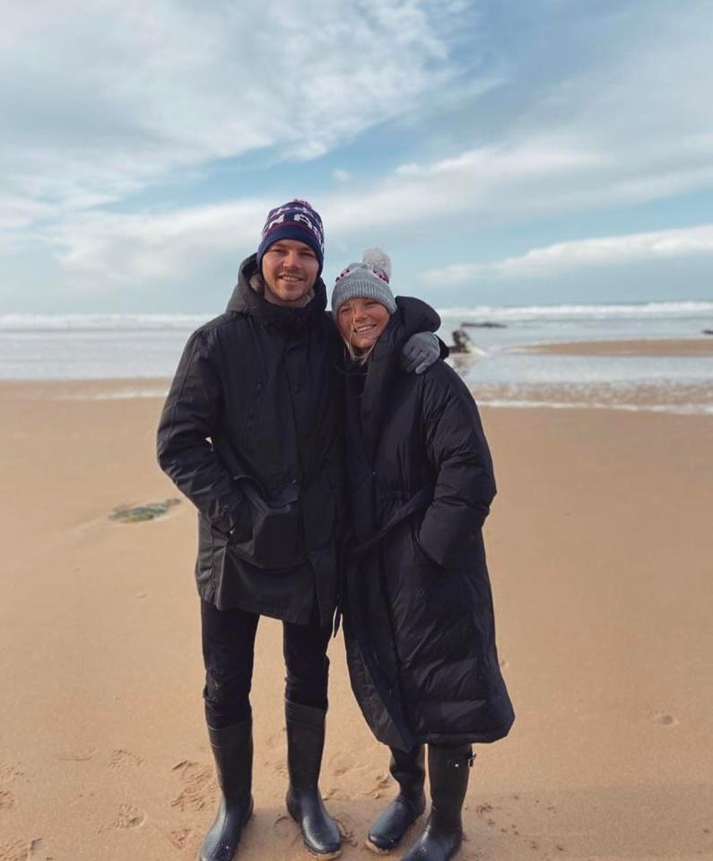 Sophie pictured visiting the Cornish beach in winter