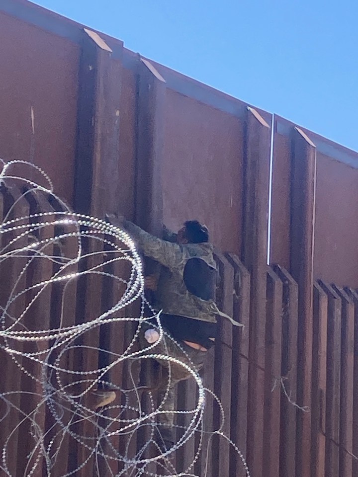 Border patrol stop a Mexican migrant who crossed the border from Mexico