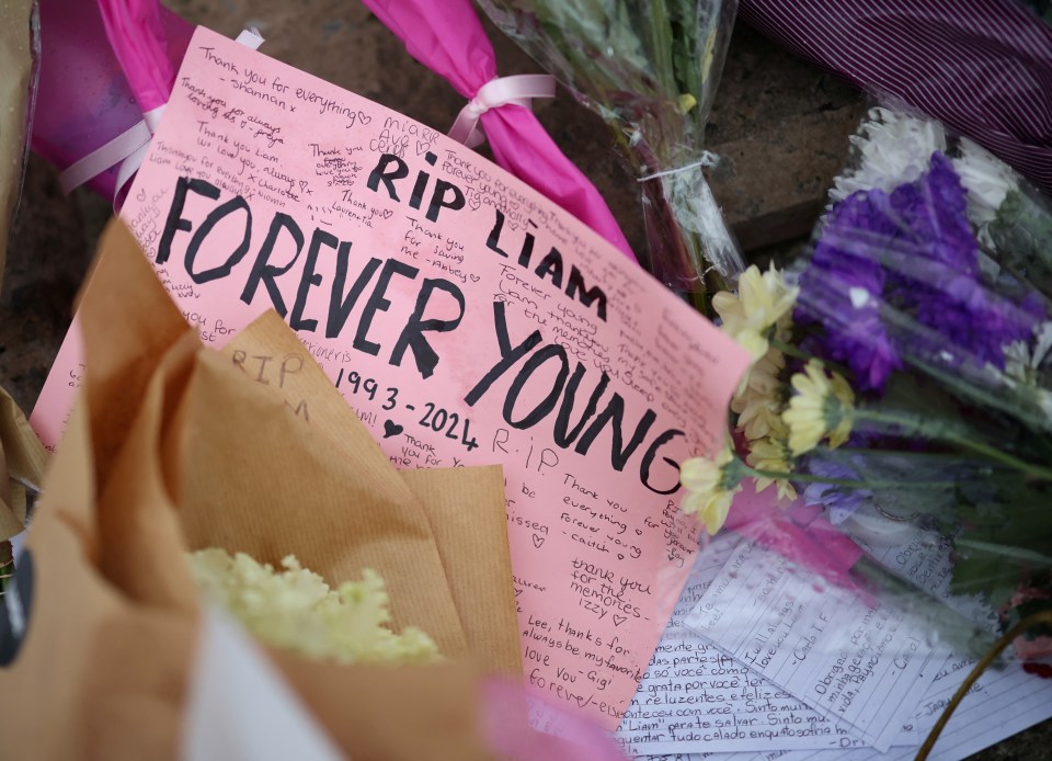 A hand-made poster which reads 'RIP Liam Forever Young'