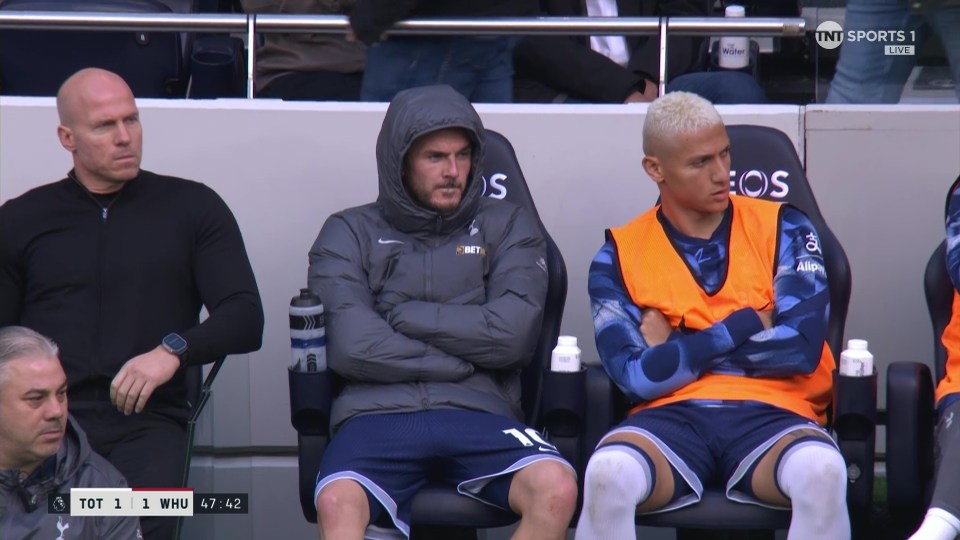 Maddison looked glum as he watched the second half from the bench