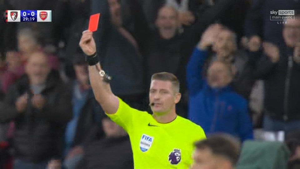 Rob Jones handed William Saliba his first ever red card