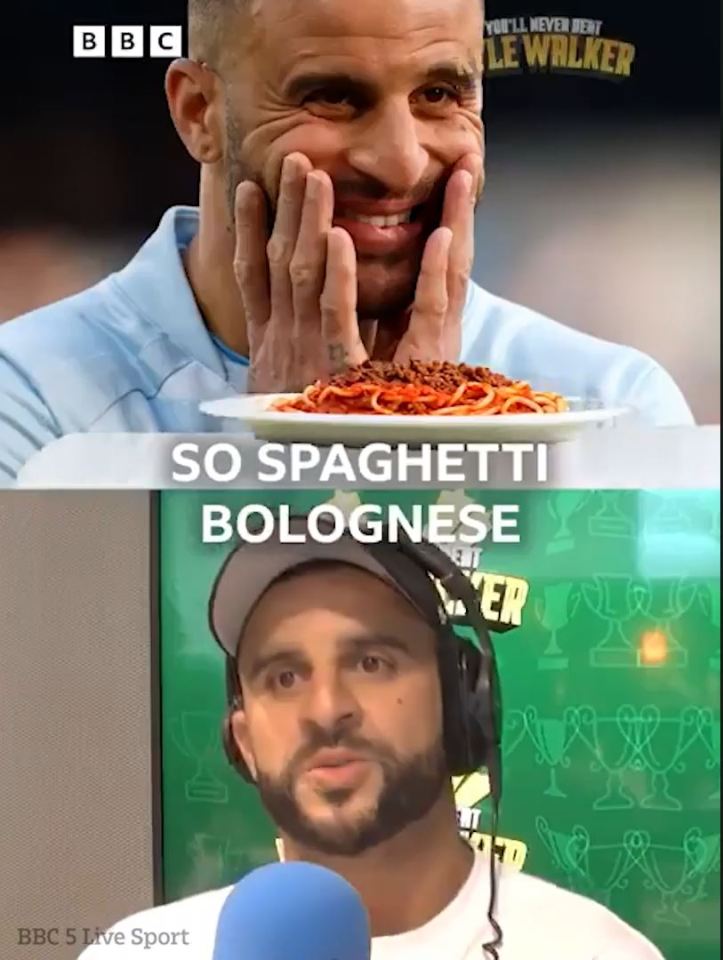 a man eating spaghetti next to a man wearing headphones