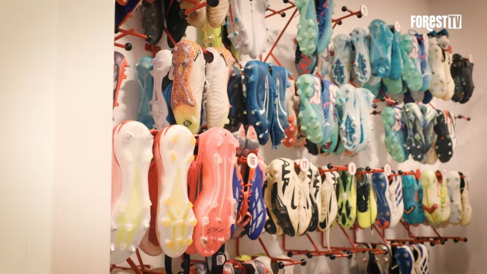 The boot room is home to the players' footwear