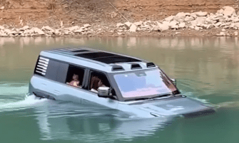 Demonstrations of the EV sees it floating in a lake with a car-load of people