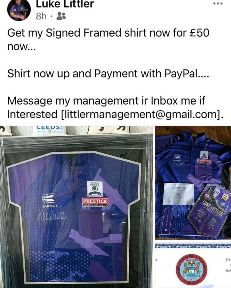 One scammer was charging £50 for a framed shirt