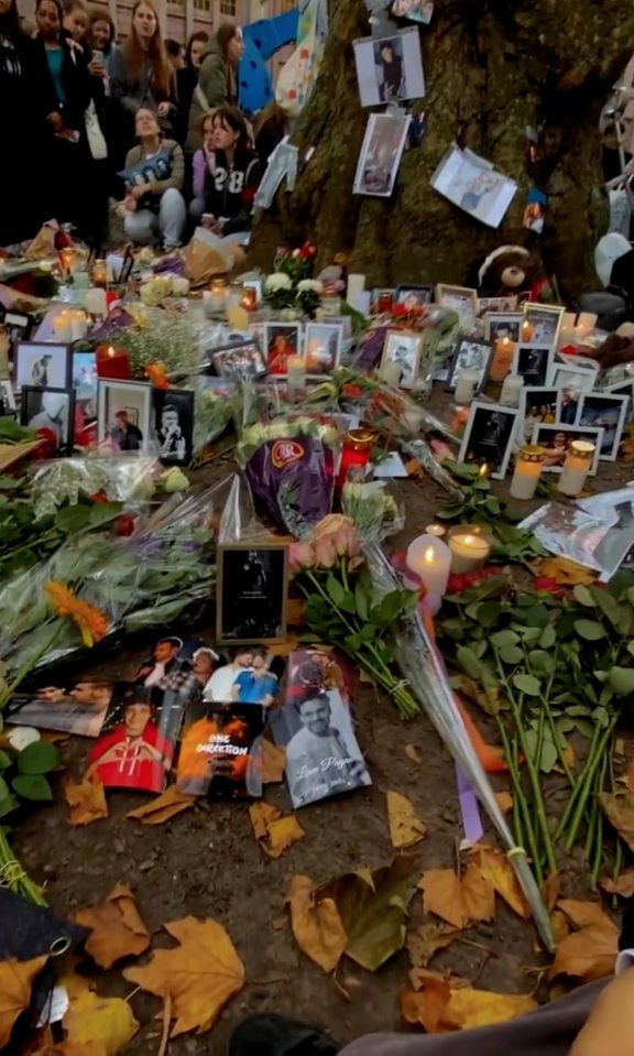 Framed pictures of Liam left as tribute in Utrecht, the Netherlands today