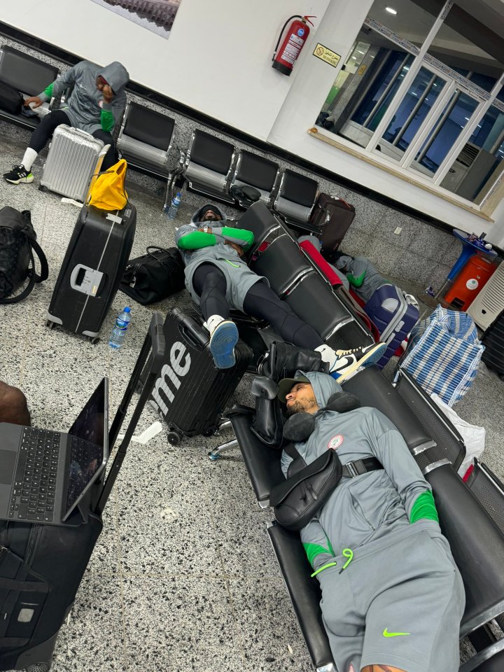 The squad tried to sleep on the seats in the empty terminal