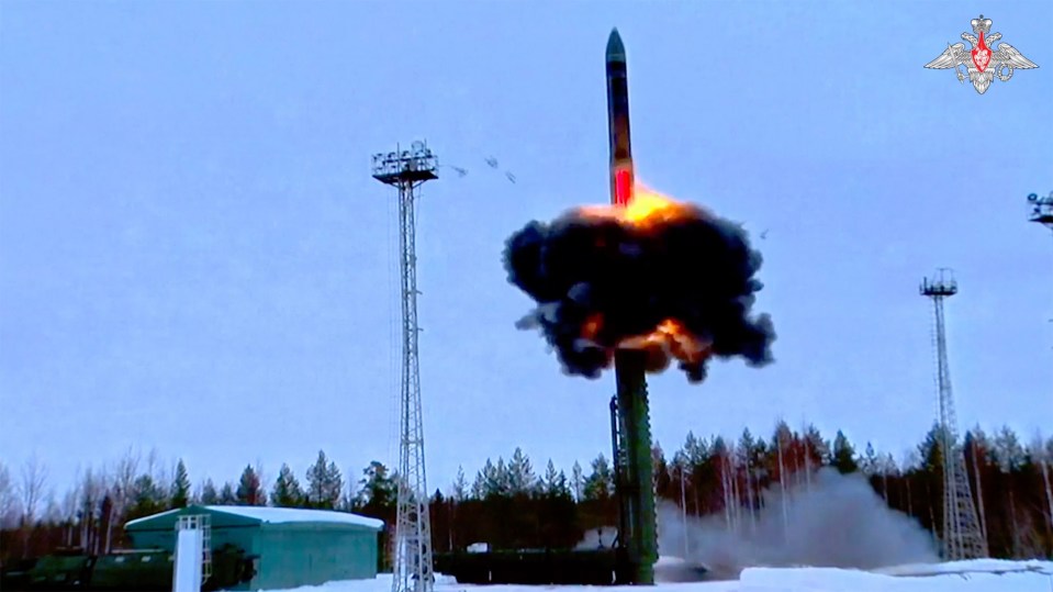 Yars intercontinental ballistic missile test launch at Plesetsk cosmodrome